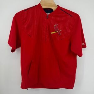 Majestic St Louis Cardinals MLB Baseball Short Sleeve Pullover Jacket Red Men XL